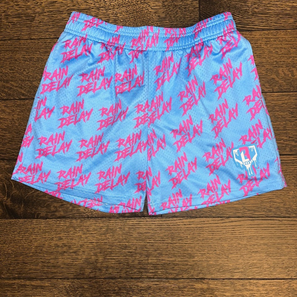 NWoT YXL Blue and Pink Rain Delay Shorts